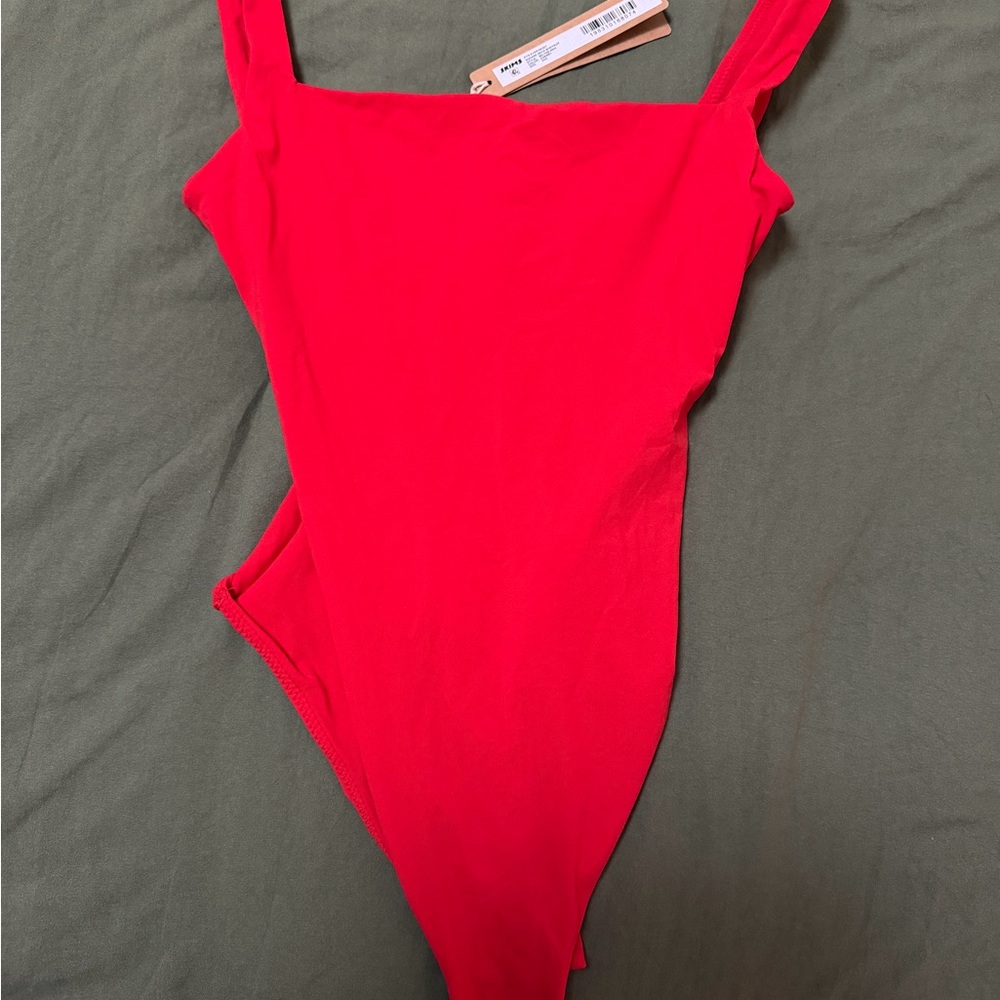 SKIMS Cherry Red Neck Bodysuit